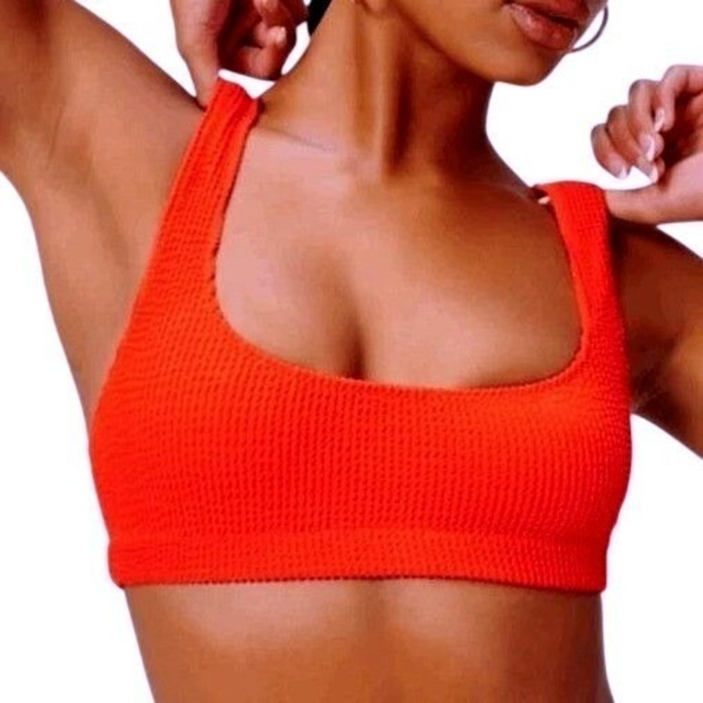 Good American Scoop Bikini Top Always Fit Women's 4XL/5XL Bright Poppy NWT